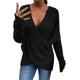 thumbnail image 1 of Gibobby Suéter de Cuello en V para Mujer, Suéter Ligero con Cuello en V pulóver para Mujer(Negro,M), 1 of 5