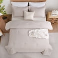 thumbnail image 3 of 3 Pieces Soft Luxury Boho Cationic Dyeing Comforter Set - Breathable Fluffy Bed Sets With 1 Comforter And 2 Pillow Shams For All Season, Warm Taupe King, 3 of 8