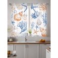 thumbnail image 4 of Sheer Curtains 63 Inch Length 2 Panels Set for Bedroom, Coastal Coral Semi Sheer Curtains for Windows, Starfish Shell Ocean Marine Life Blue Voile Window Treatments Rod Pocket Curtain, 4 of 7
