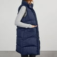 thumbnail image 3 of ATOYSOY Womens Long Puffer Vest Winter Lightweight Quilted Coats Zipper Sleeveless Padded Jacket with Pockets Blue S, 3 of 6