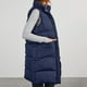 thumbnail image 3 of Chaqueta larga acolchada de largo medio con bolsillos y color liso cálido para mujer, parka de plumón sin mangas de invierno, blusa de poliéster para mujer, 3 of 6