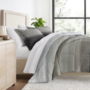 All Season Ultra Soft Comforter Set Lightweight Bedding in Gray/Black Ombre for King/Cal King by Comfort Canopy