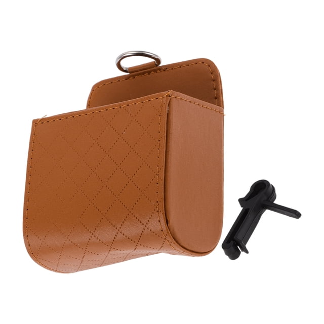 Bolsita de basura para auto Unique Bargains, colgante en la ventilación del aire, bin de basura de cuero sintético, 1 pieza, marrón