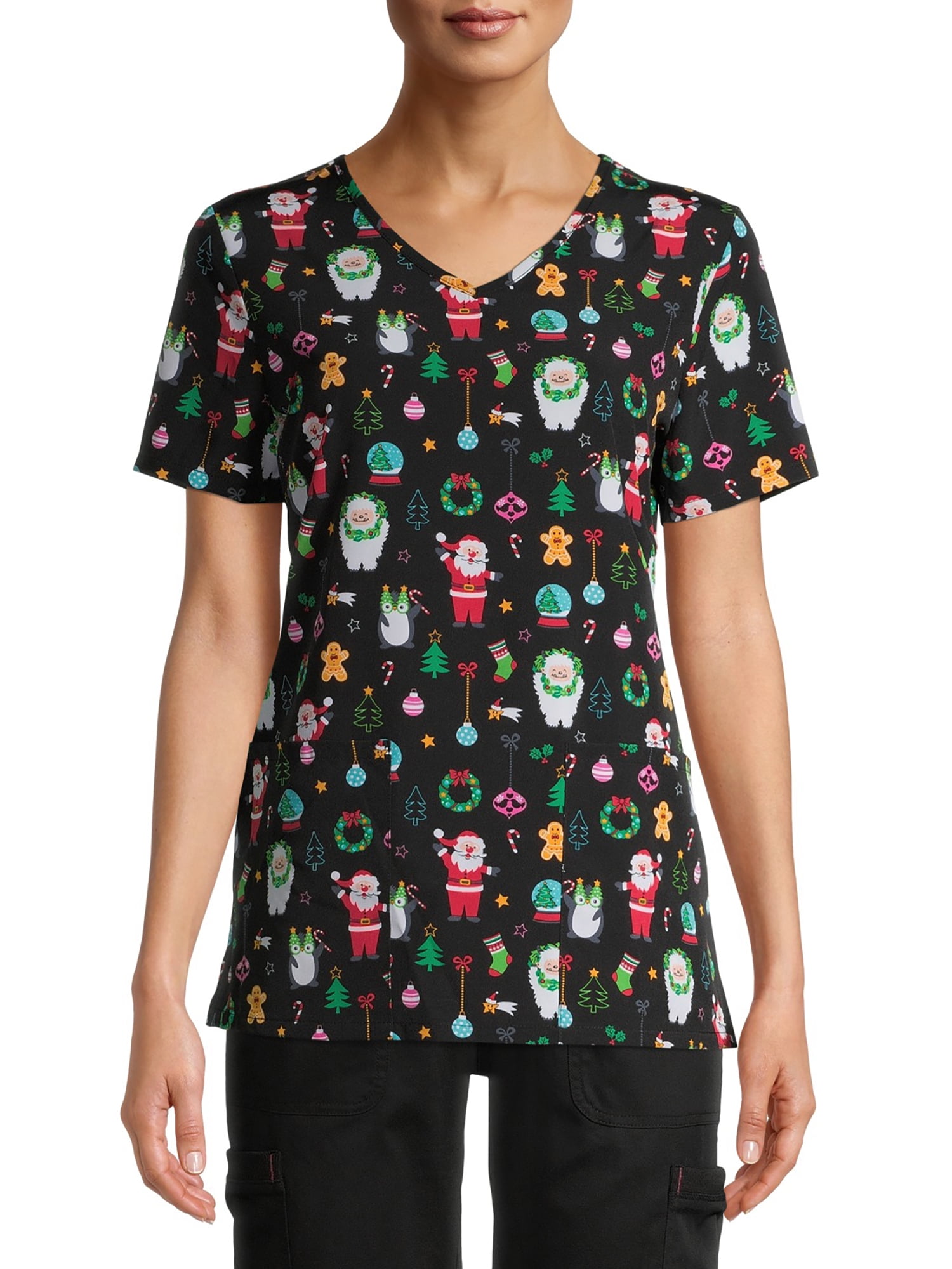 Scrubstar Women's "Christmas Party" VNeck Print Scrub Top