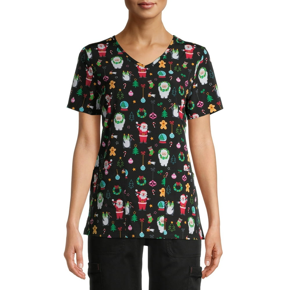 Scrubstar Scrubstar Women's "Christmas Party" VNeck Print Scrub Top