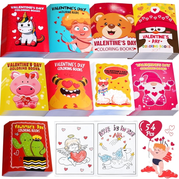 Libros para colorear 90shine para el Día de San Valentín para niños, 54 unidades