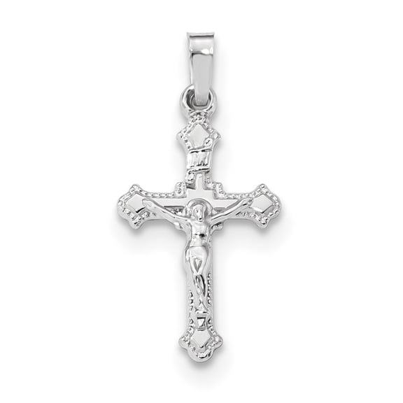 14K White Gold Polished Inri Crucifix Pendant (27 X 13.25) Made In United States xr1629