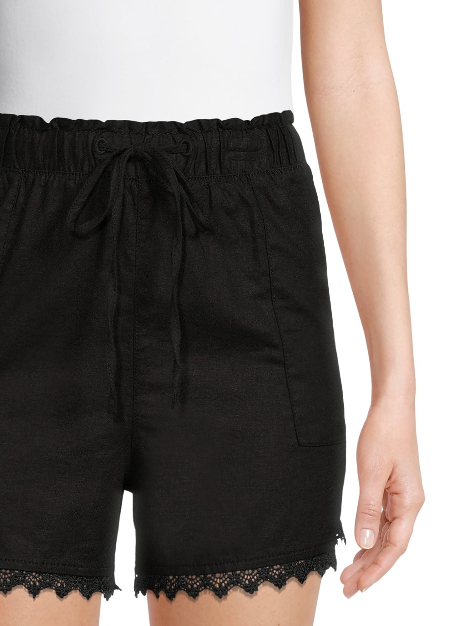 Discover the perfect blend of style and comfort with the Women's Linen Blend Shorts from Time and Tru. These shorts are a versatile addition to any casual wardrobe, offering a breathable linen-blend fabric that is ideal for everyday wear. The elasticized waist and drawstring tie provide a customizable fit, while the feminine lace trim adds a touch of elegance. With two side pockets for your essentials, these shorts are both practical and stylish. Available exclusively at Walmart, these shorts are a must-have for summer fashion.