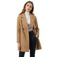 thumbnail image 2 of INSPIRE CHIC Women's Double Breasted Lapel Raglan Long Sleeve Mid Length Overcoat, 2 of 6