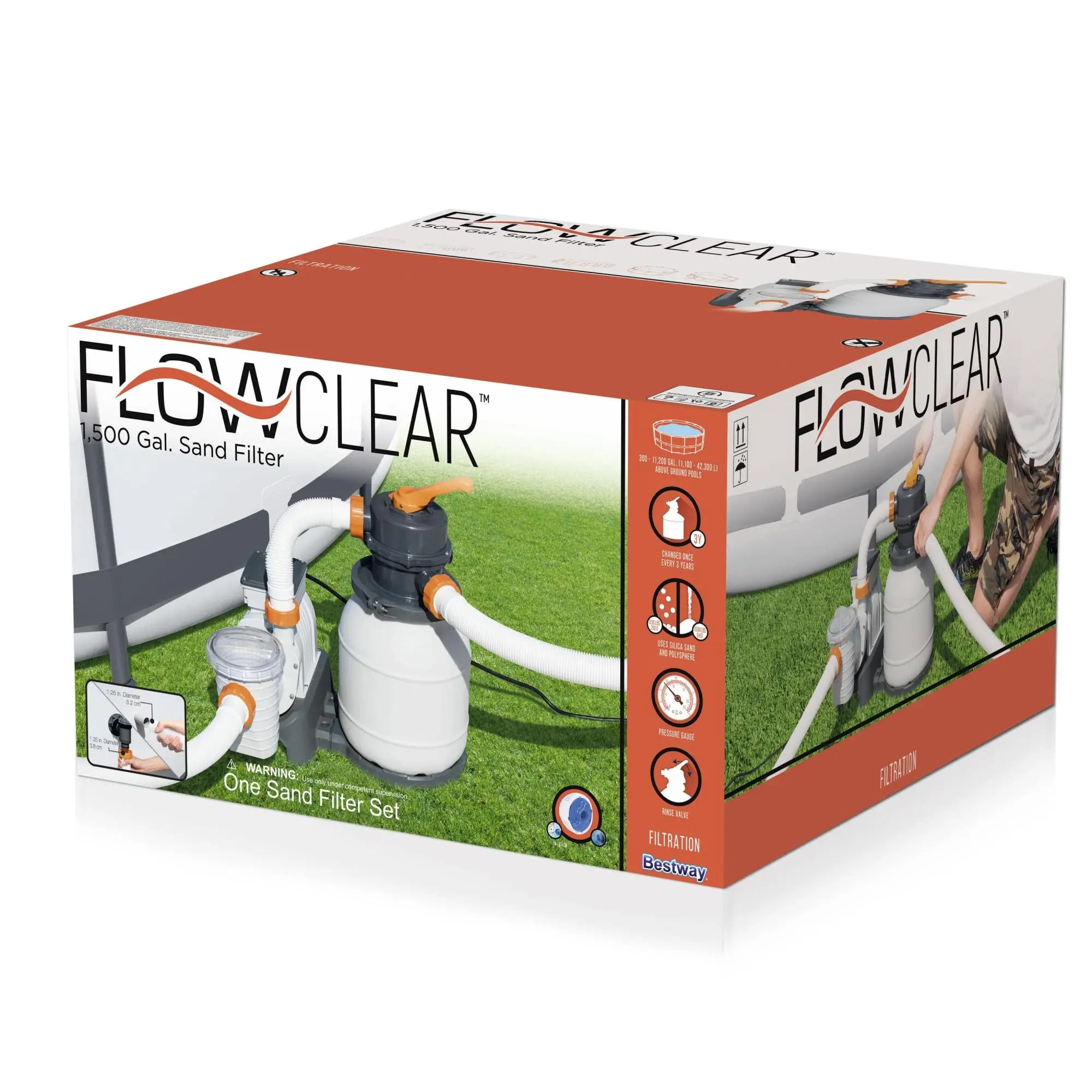 Bestway 58498E Flowclear 1500 GPH Sand Filter Pump for Above Ground Pools | Poolzubehör