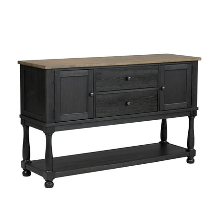 Furniture of America Millers Modern Farmhouse Solid Wood 2-Drawer Buffet Server, Black