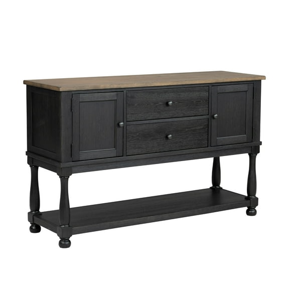 Furniture of America Millers Modern Farmhouse Solid Wood 2-Drawer Buffet Server, Black