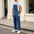 thumbnail image 6 of VBVC Men's Adjustable Denim Bib Overalls with Pockets , Casual Workwear Jean Overalls For Men, Blue , S-3XL, 6 of 8