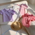 thumbnail image 3 of Girls Tshirts Summer Tops Short Sleeves Solid Color Graphic Tees Casual Crew Neck Basic Tees for Kids Hot Pink 7-8 Years, 3 of 5