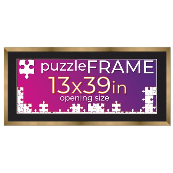 13x39 Jigsaw Puzzle Frame Kit - Kit Includes Puzzle Glue Sheets, Bronze Wood Puzzle Frame with