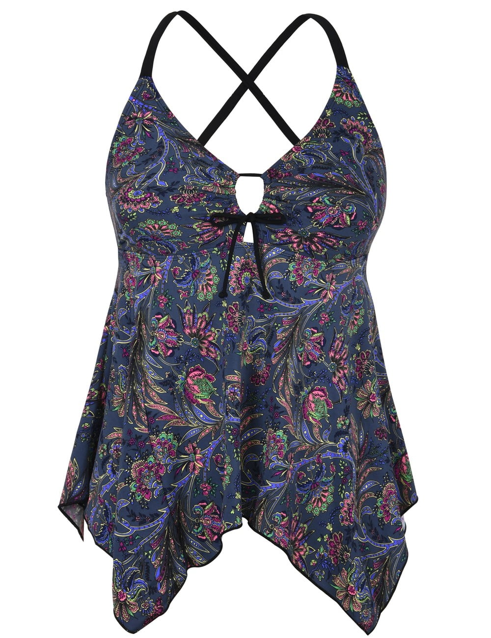 Firpearl Women's Tankini Swimsuits Modest Flowy Crossback Plus Size Bathing Suit Top 