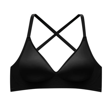 Clearance!Uooqdmx Bras for Women Bralettes for Women Comfortable Strapless Spring/summer New Deep V Gathering Sexy Back Bra Wireless Bras for Women Black XL