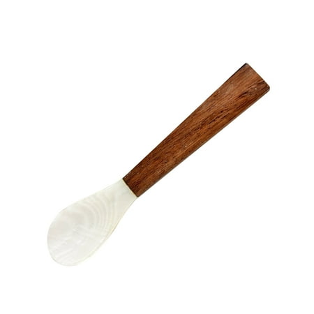 

Wooden Handle Shell Spoon Caviar Spoon Coffee Spoon Dessert Scoop Jam Applying Spoon Serving Spoon Ice Cream Scoop for Kitchen Restaurant Dining Soup Sugar Scooping 11CM