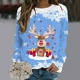thumbnail image 2 of Fiaer Christmas Sweatshirts for Women Crew Neck Deer Cute Funny Graphic Xmas Pullover Plus Size Baggy Trendy Long Sleeve Tops Blue XL, 2 of 4