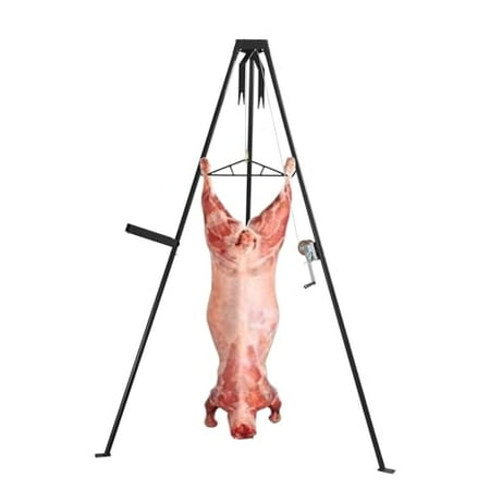 Tripod Game Deer Hoist Stand Hanger Rack with Gambrel and Manual Winch for Hunting Hide Skinning and Field Dressing -500 Lb Capacity