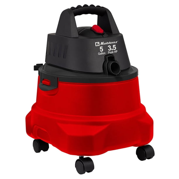 Koblenz SM-5 Aspiradora Seco Mojado 3 en 1 con Sistema de Expulsión de Aire, Devoradora con Capacidad de 5 Galones, Motor de 3.5 HP Pico, Aspiradora para Hogar y Taller, Aspira Agua y Vidrios