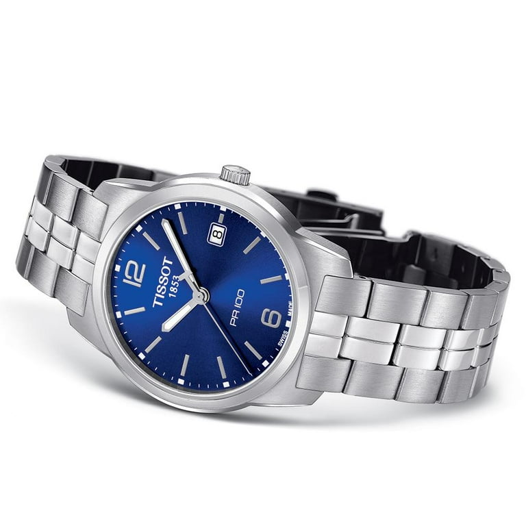 Tissot PR 100 Blue Dial Stainless Steel Mens Watch T0494101104701