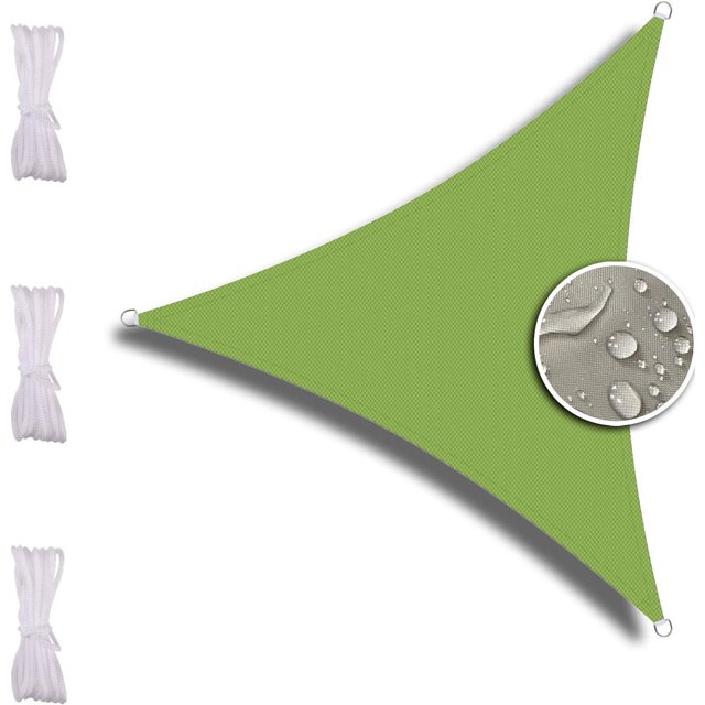 Ineasicer Vela De Sombra Triangular 3.6X3.6X3.6m, Coche, Restaurante, Jardín, HDPE De Alta Densidad, Resistente A La Intemperie, Tela De Sombra, Verde