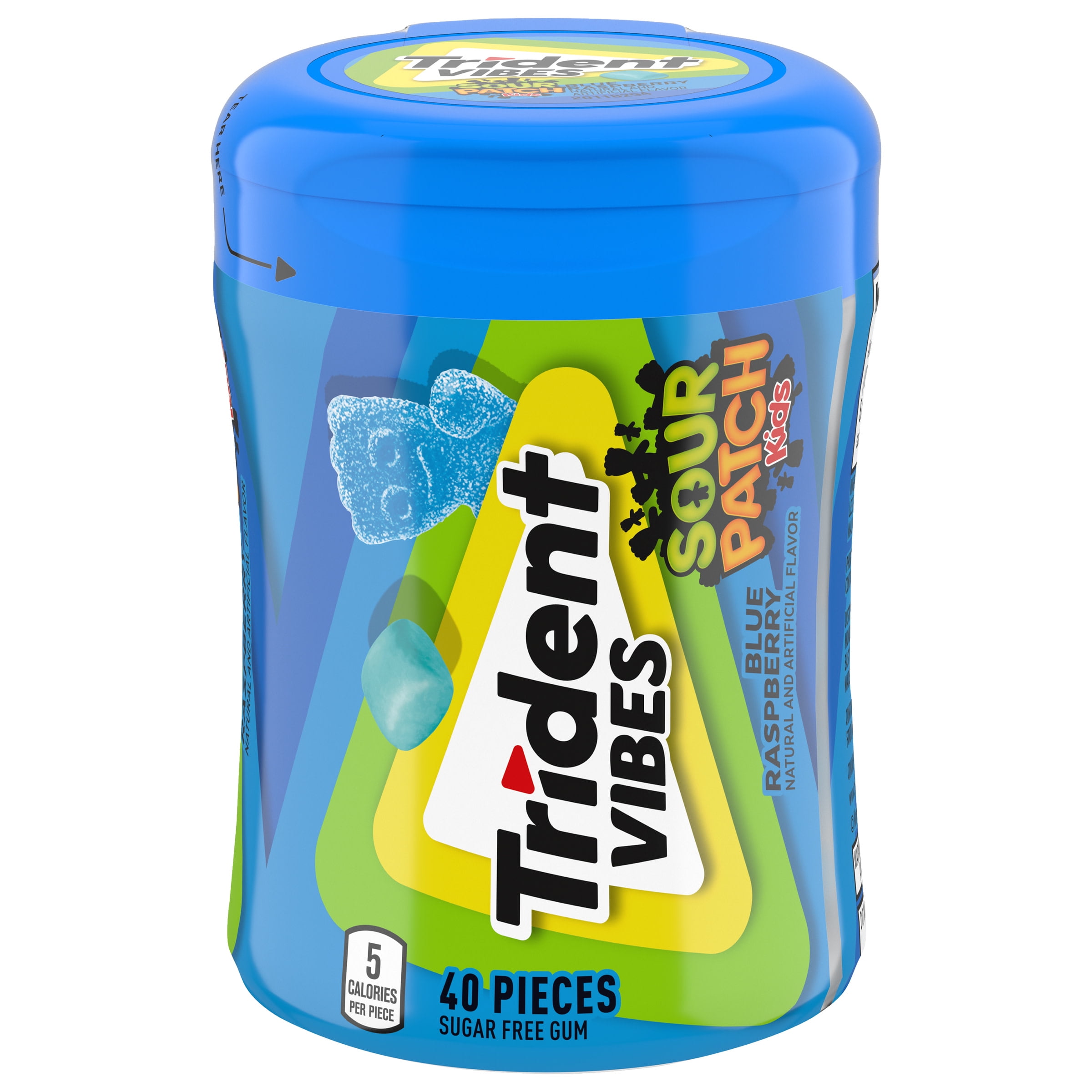 Trident Vibes Sour Patch Kids Blue Raspberry Sugar Free Gum 40 Piece
