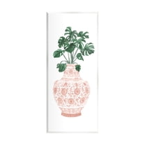 Stupell Industries Monstera with Ornate Vase Botanical & Floral Painting Unframed Art Print Wall Art, 7 x 17