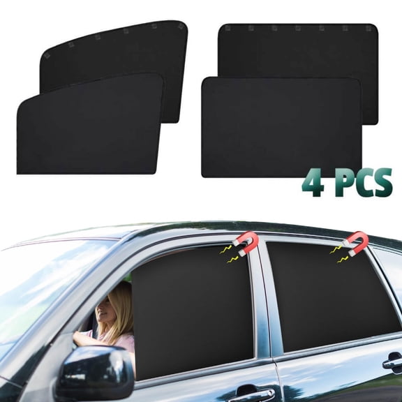 ASTRAEA Magnetic Car Side Window Sun Shade, 4PCS 100% Block Light Car Privacy Curtains UV Protection for Baby and Pet, Universal Fit for Most Sedans & SUVs