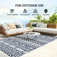 thumbnail image 5 of Outsunny Outdoor Patio Rug, Large Camping Carpet with Carrying Bag, 6' x 9' Waterproof Plastic Straw, Reversible, Blue & White Geometric, 5 of 9