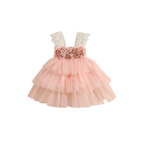 

Qtinghua Toddler Baby Girl Lace Flower Tulle Dress Princess Birthday Wedding Party Pageant Tutu Dresses Sundress