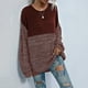 thumbnail image 2 of Sudaderas con capucha para mujer,Camisa de punto patchwork para mujer, top informal de manga larga, mezcla de poliéster, corte holgado, cuello redondo, para usar en casa, sopatenor, 2 of 9