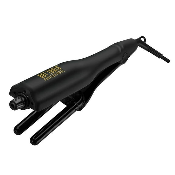 3/4" , Hot Tools Professional Black Gold Adjustable Multi-Hair Waver Hair - Pack of 1 w/ Sleekshop Teasing Comb