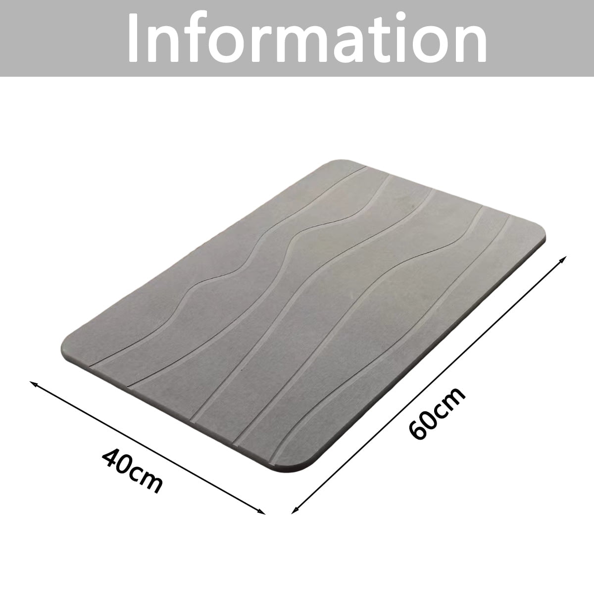 Stone Bath Mat - Diatomaceous Earth Bath Mat - Light grey