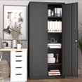 thumbnail image 6 of 72" H Metal Storage Cabinet,Metal Garage Storage Cabinet with Doors and 4 Adjustable Shelves,Steel Locking Cabinets for Home Office,Garage,School,Black, 6 of 14