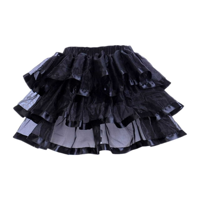 Gibobby faldas para niña Moda femenina Europa y Unidos Falda de tul Falda tutú Falda multicapa Falda Peng Peng(Negro, L)