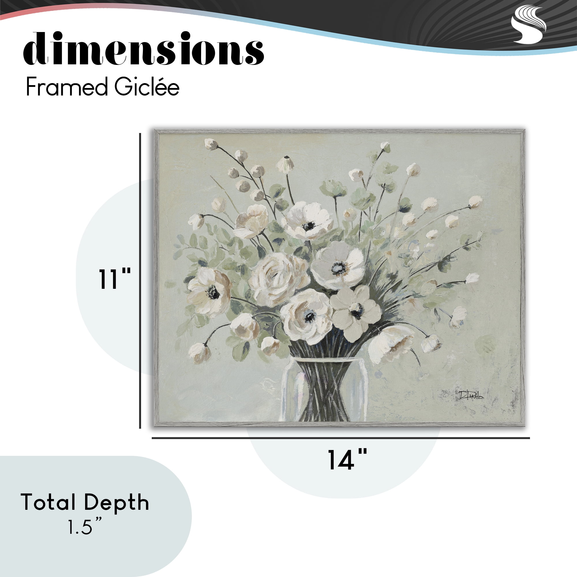 Stupell Industries Siempre Bella Bouquet Gray Framed Giclee Art, design by Patricia Pinto