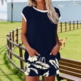 thumbnail image 4 of BLTIBY Women 2 Piece Sets Summer Short Sleeve Crew Neck Top Drawstring Shorts Casual Matching Outfits with Pockets Black 2 S, 4 of 6