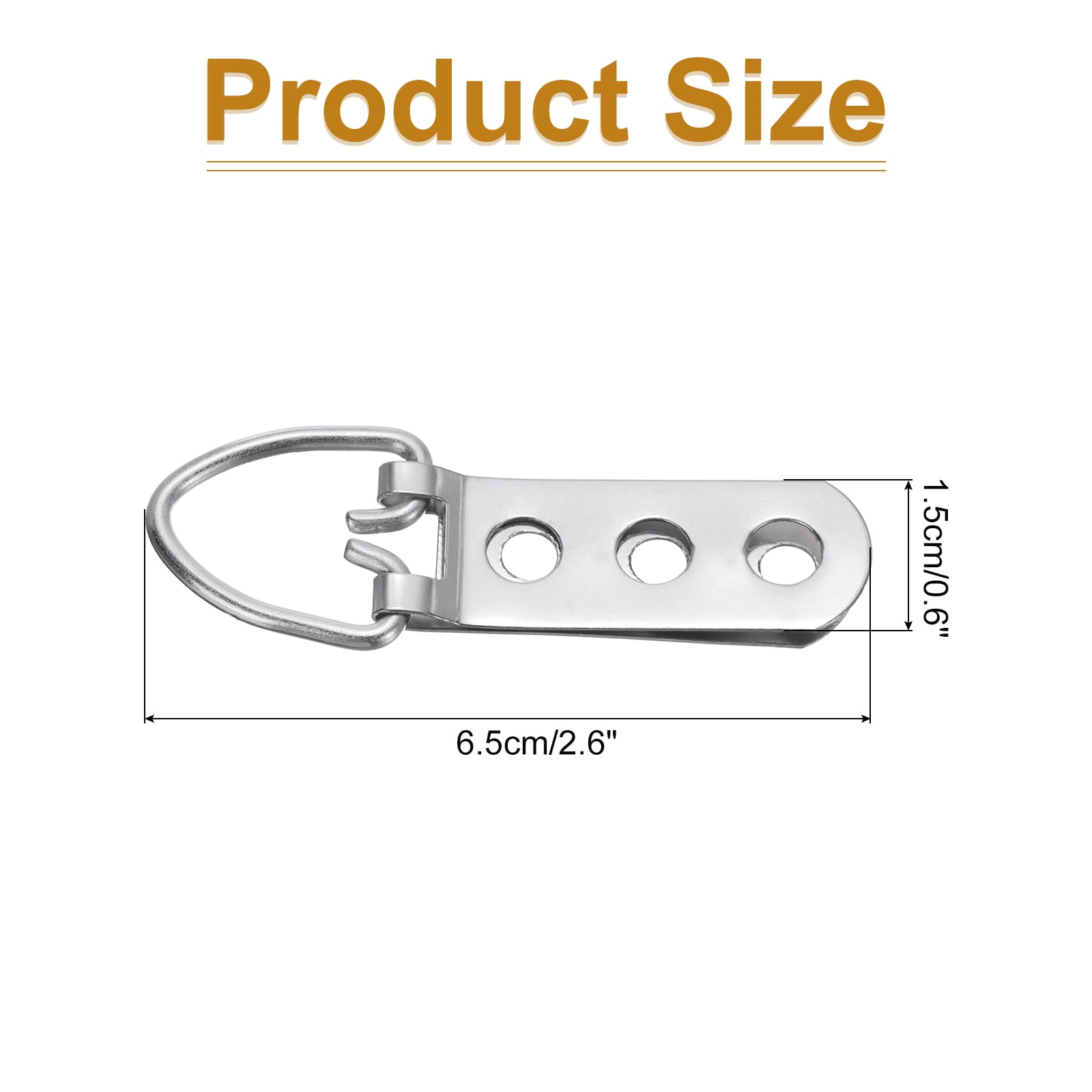 Uxcell 50Pcs D-Ring Picture Hangers with Screws, Three Hole Picture Hanging Hardware, Picture Hooks for Artwork Silver