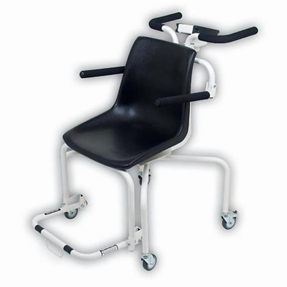 Cardinal Scale-Detecto  Chair Scale Zero Turn Radius Single Load Cell 3 in. Diameter Oversized Wheels Lift-Away Arm-Rest and Foot-Rest 440 Lb X .2 Lb- 200 Kg X .1 Kg