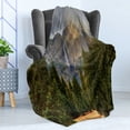 thumbnail image 4 of Yosemite Soft Flannel Fleece Blanket, Yosemite Falls Evergreen Forest Fall Season Scenery Yosemite National Park Print, Cozy Plush for Indoor and Outdoor Use, 50" x 70", Green Grey, by Ambesonne, 4 of 5