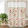 thumbnail image 3 of Love Heart Valentines No Hook Shower Curtain Waterproof, Bathroom Curtains with Snap in Liners and See Through Top Window, Rustic Botanical Spring Hotel Style Bathtub Curtains Shower 72"Wx96"L, 3 of 8