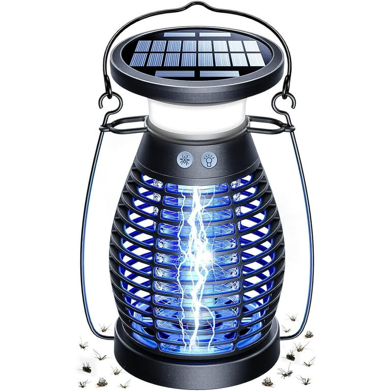 Solar Bug Zapper Outdoor Indoor Cordless Mosquito Zapper Rechargeable Waterproof Fly Zapper for Camping Home Patio Backyard Kitchen