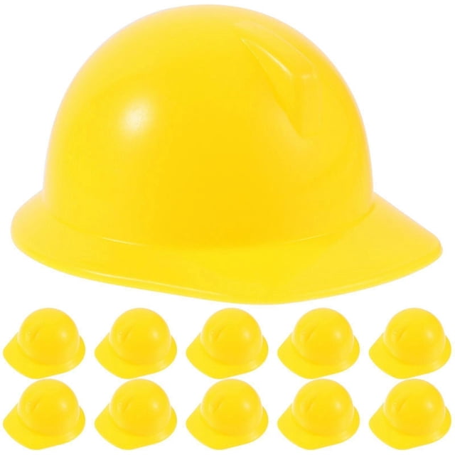 10pcs Mini Construction Helmet Realistic Small Helmet Model Doll Helmet Decor Hat Decor