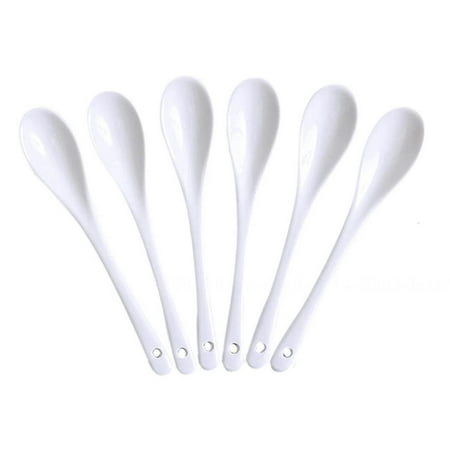 

DEFNES White Spoons Egg Spoons Stir Bar Tea spoon Teaspoons for Coffee Tea Yogurt Ice-cream Appetizers and Desserts Porcelain Spoons 6PCS