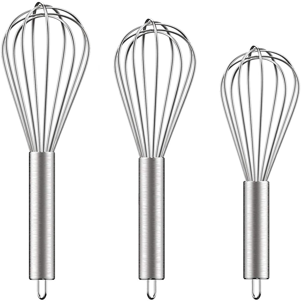 US$ 20.99 - 3 Pack Stainless Steel Whisks 8 +10 +12 Inches , Wire Whisk Set  Kitchen whisks(Rainbow) - m.