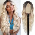 thumbnail image 1 of Hair Wigs For Women Wavy Wig For Women 26 Inch Middle Part Curly Wavy Wig Natural Looking Synthetic Heat Fiber Wig For Daily Party Lace Front Wigs Human Hair, 1 of 6