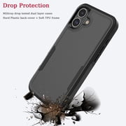 For iphone 17 Case, Shockproof Heavy Duty Rugged Cell Phone Case for Apple iphone 17 Cover, Tekcoo Military Grade Full Body Protection Dual Layer Sturdy Durable Cute Bumper - Black