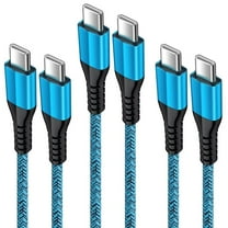 USB C Cables,USB C to USB C Cable 6ft 3 Pack FiveBox PD Fast USB Type C Charging Cord Nylon Braided USB C Charger Cables(Blue)